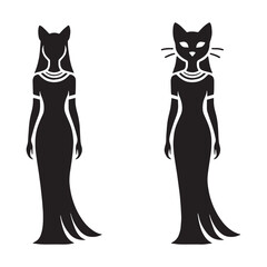 Divine Bastet silhouette, the feline goddess of grace - Bastet illustration - Bastet vector - Egyptian goddess silhouette - Egyptian silhouette

