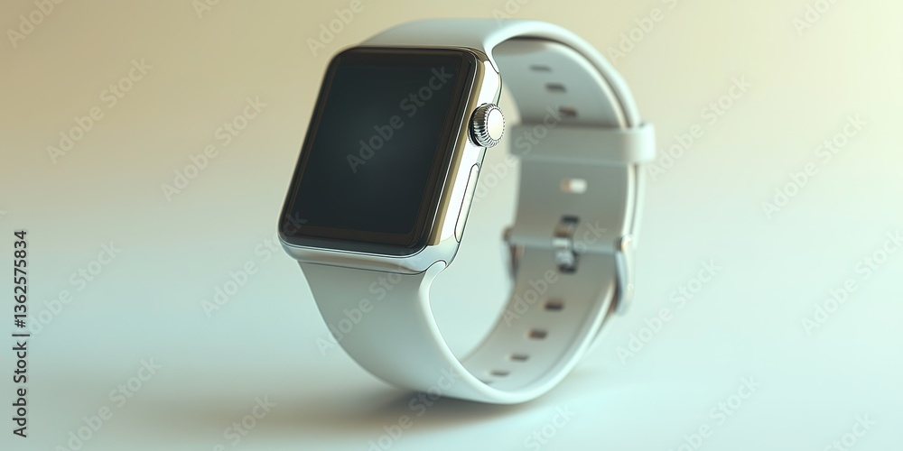 Poster modern smartwatch with sleek design and minimalist style placed on a surface for an elegant display