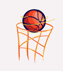 basketball ball and hoop