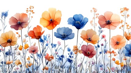 Naklejka premium Vintage-inspired pressed flower collection with delicate petals botanical elements and soft watercolor backgrounds illustration