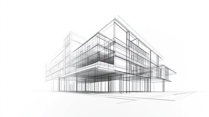 Architectural Drawing Modern Building Design