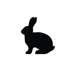Vector illustration of rabbit animal silhouette isolated on white background