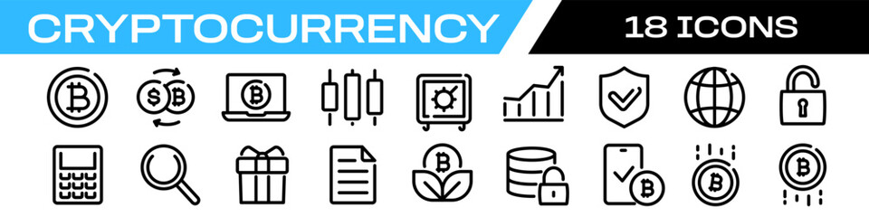 cryptocurrency icon. Blockchain icon set