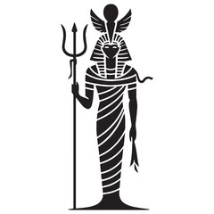 Revered Osiris silhouette, worshipped across generations - Osiris illustration - Osiris vector - Egyptian god silhouette - Egyptian silhouette

