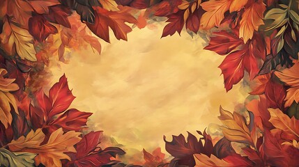 Autumn Leaves Frame with Fall Background. (5)
