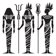 Regal Osiris silhouette, standing in divine judgment - Osiris illustration - Osiris vector - Egyptian god silhouette - Egyptian silhouette

