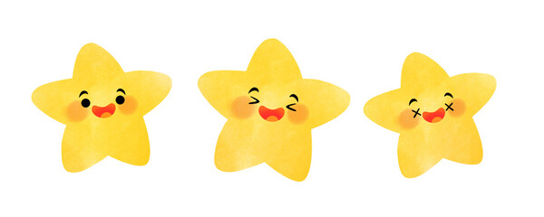 Happy Star Emoji Set Illustration