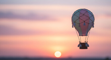 Colorful Hot Air Balloon at Sunset