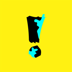 Abstract Wavy Exclamation Mark on Yellow Background