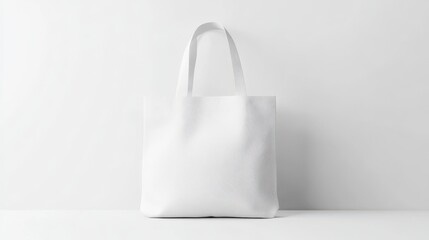 A modern design for an eco cloth tote bag. A reusable cotton tote bag template with handles. A blank shopping 3d isolated realistic concept mockup on a white background.