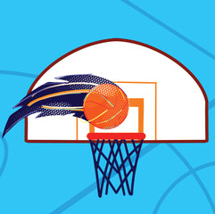 basketball hoop and ball in the basket
