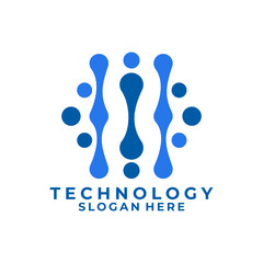 Tech logo with digital abstract dot vector icon