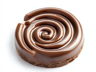 Delicious Chocolate Dessert with Swirl Design Isolated on White Background