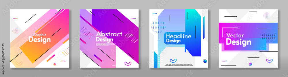 Poster modern background with geometry shapes. gradient colorful lines with white backdrop. vector illustra