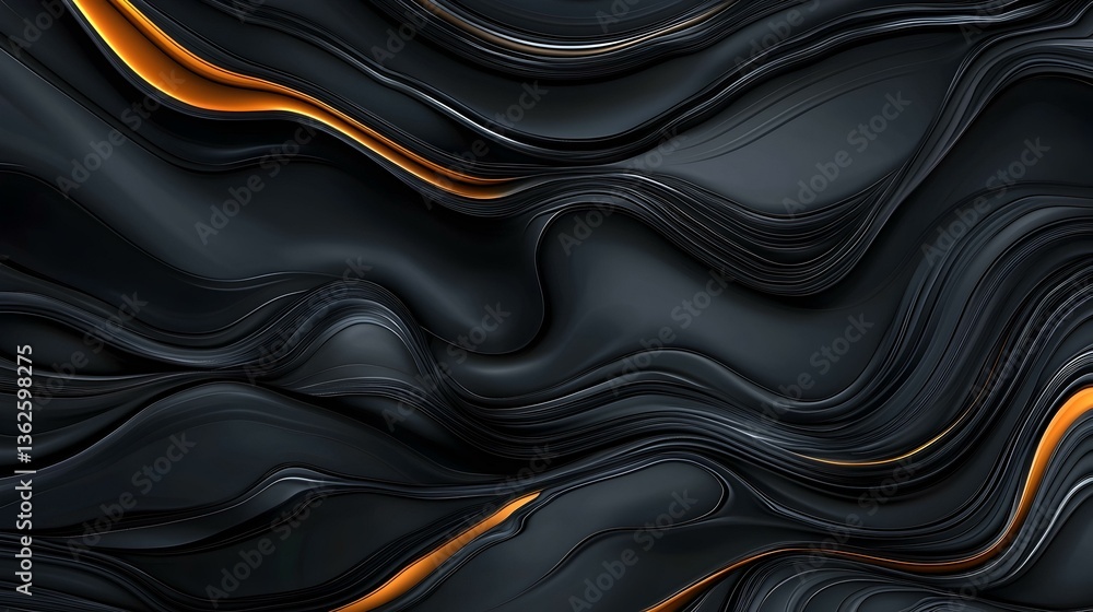 Poster abstract dark waves with golden lines. elegant, stylish background. perfect for design projects.