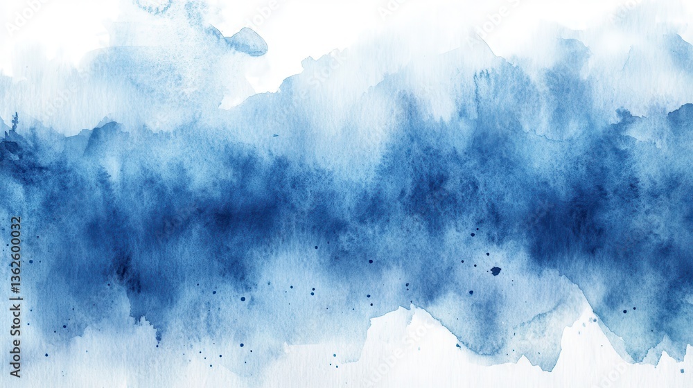 Poster blue watercolor creates serene background, a calming wash of color with soft edges and a transparent