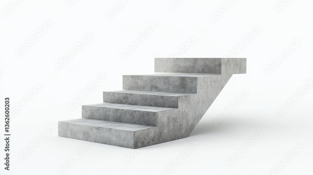 Poster concrete stairs on an isolated white background. minimalistic design with a contemporary look. conce