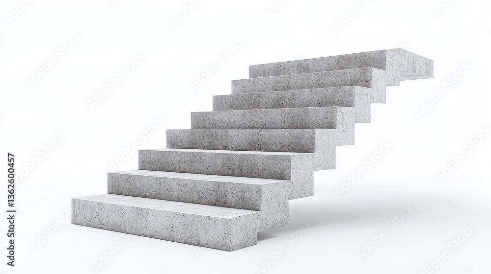 Poster concrete stairs on an isolated white background. minimalistic design with a contemporary look. conce