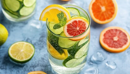 Refreshing Summer Drink: Detox Citrus-Infused Water Perfect For Staying Hydrated During The Summer Season While Enjoying A Burst Of Citrus Flavor.