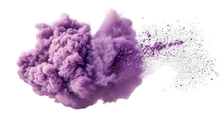 Soft Purple Powder Cloud Bursting in Mid Air on Crisp Background