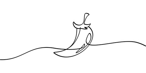 continuous line drawing of chili symbol. abstract line art illustration
