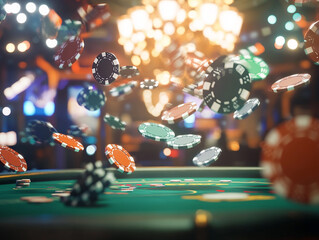 Casino chips close-up, casino scene