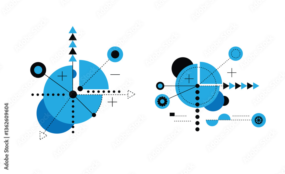 Poster abstract hi tech design element set line art in blue. graphic design elements and resources vector a