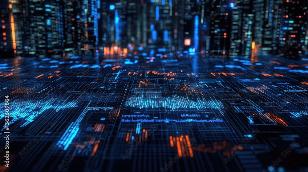 Poster abstract fintech data visualization with deep learning algorithms predicting financial market trends