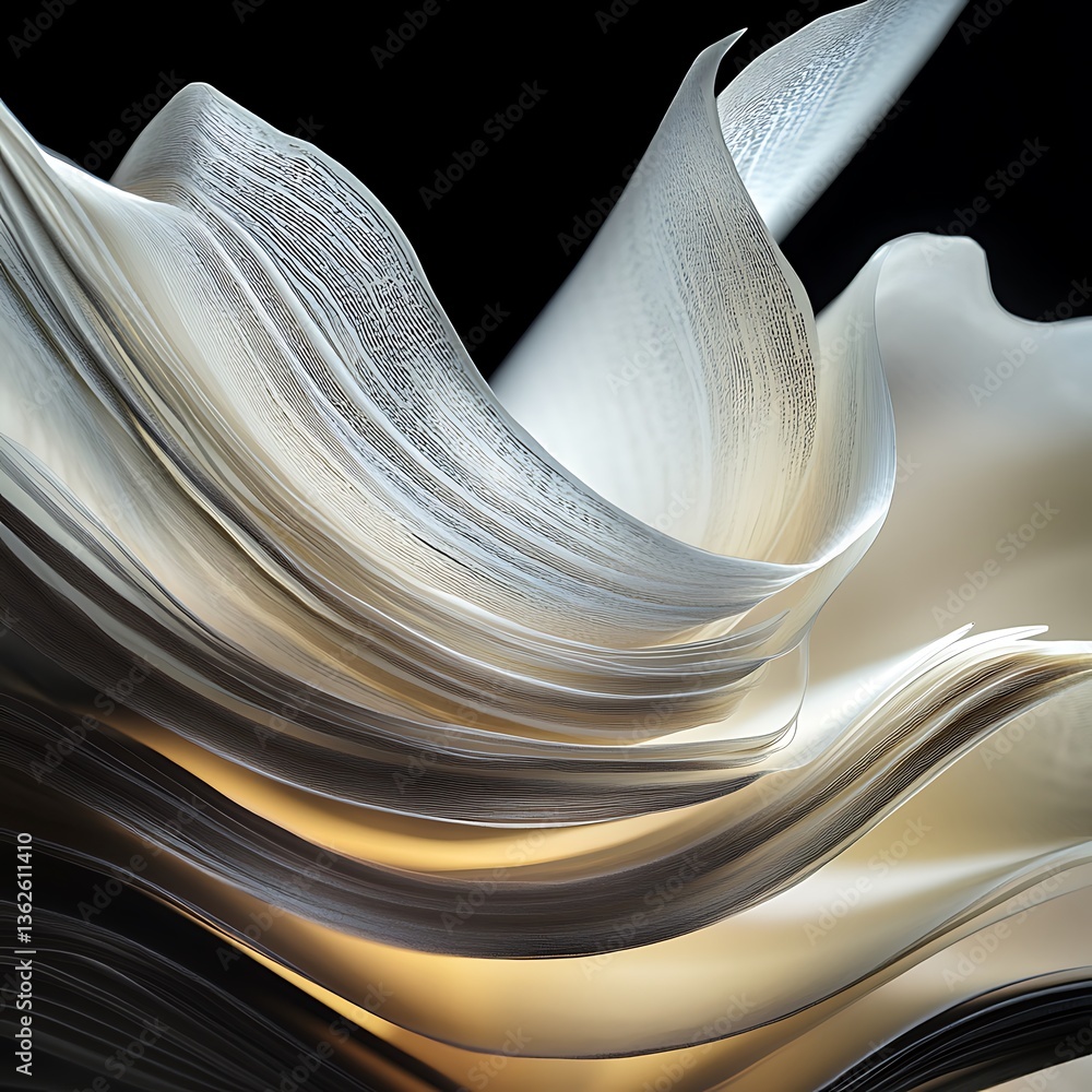 Poster elegant flowing pages in soft light and abstract composition