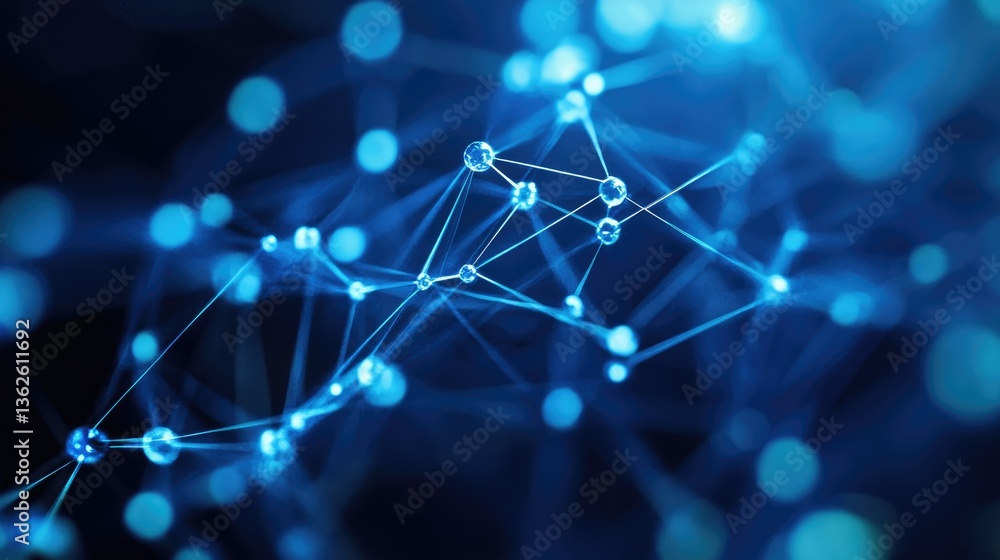 Poster abstract representation of a dao decentralized autonomous organization running on a blockchain, futu