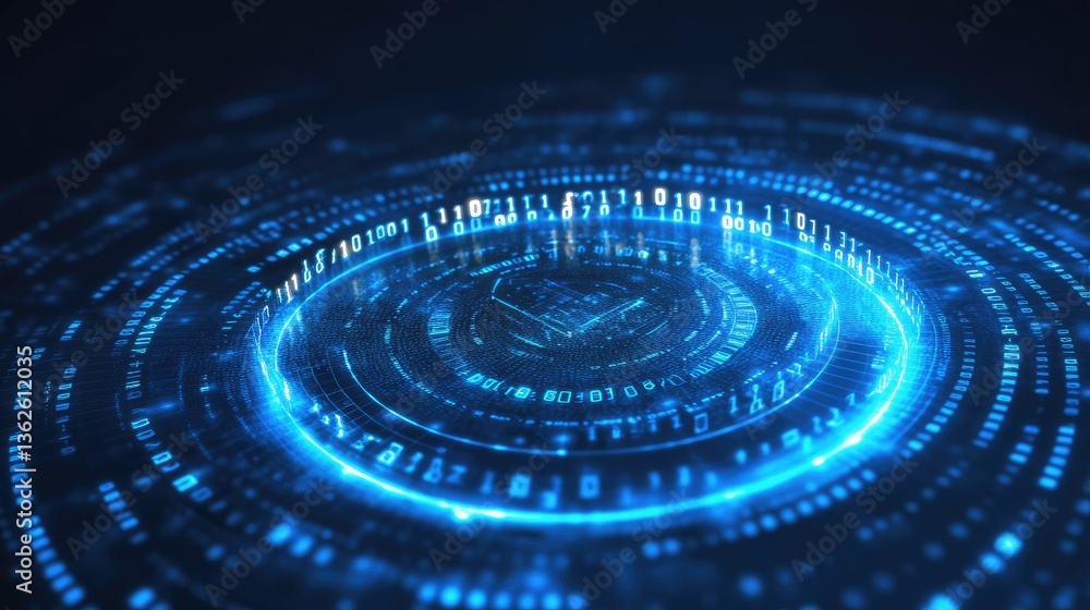 Poster abstract visual of a bankless financial future with secure digital transactions.