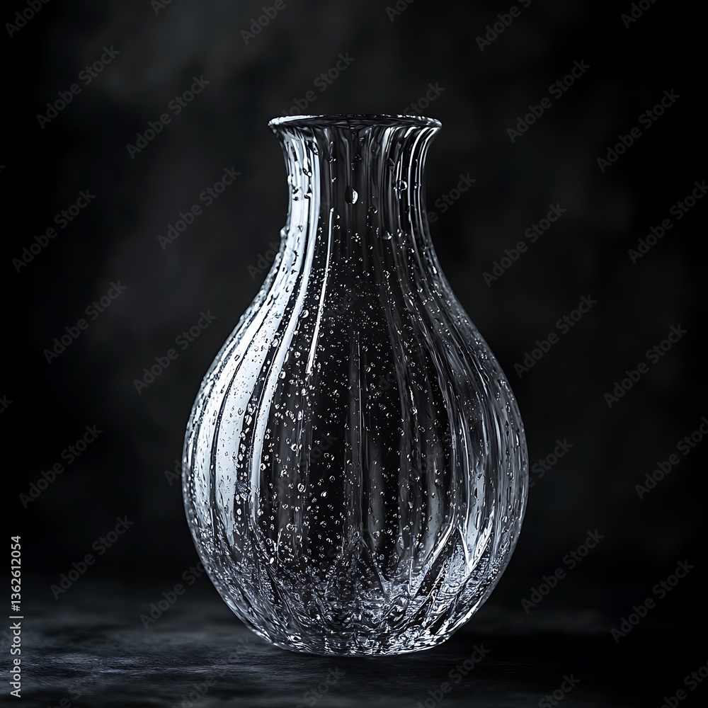 Poster elegant glass vase with unique texture and subtle light reflection