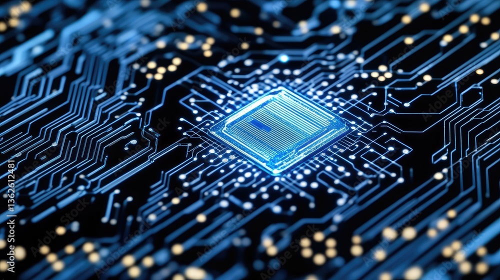 Poster advanced ai security hub scanning financial transactions and securing encrypted data.