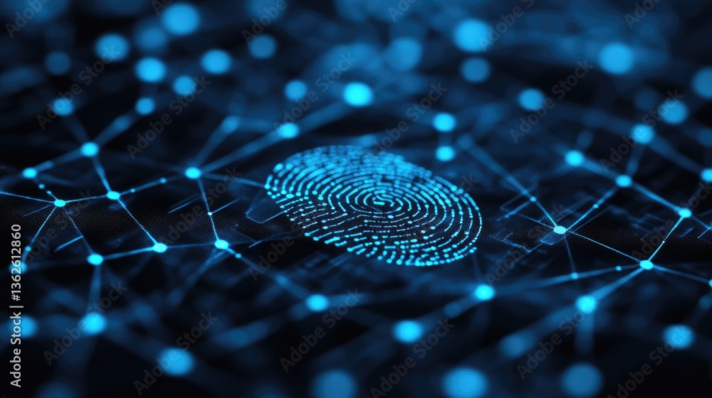 Poster advanced fintech security system with biometric verification, multi-factor authentication, and secur