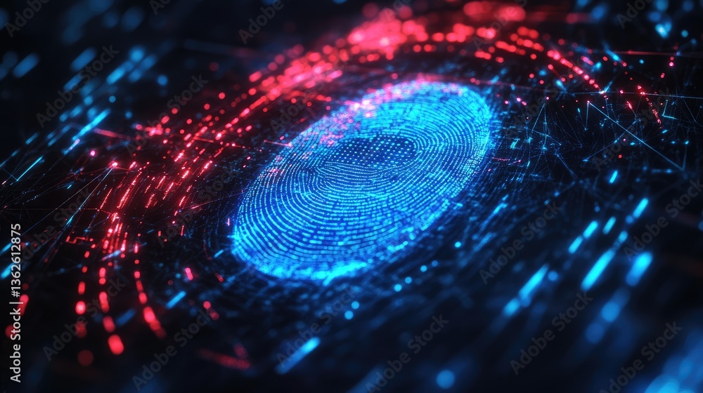 Poster advanced fintech security system with biometric verification, multi-factor authentication, and secur