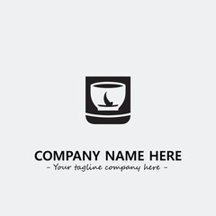 Cup illustration black and white for logo company vector image
