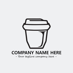 Cup illustration black and white for logo company vector image
