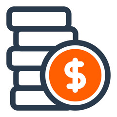 Stacks of Coins with Dollar Symbol