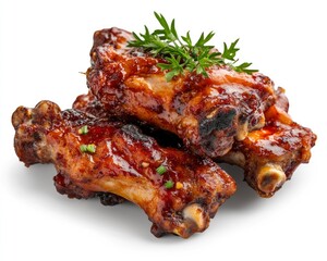 Delicious Grilled Chicken Wings with Barbecue Glaze and Herb Garnish
