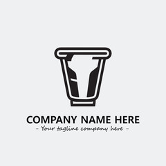Cup illustration black and white for logo company vector image

