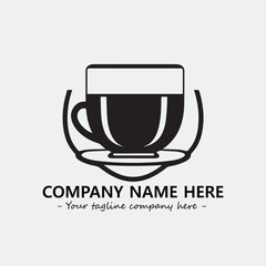Cup illustration black and white for logo company vector image
