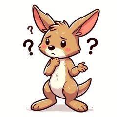 cute Kangaroo confused cartoon vector icon illustration