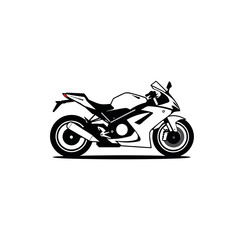 Obraz premium White Sportbike Motorcycle Illustration Black and White Vector Graphic