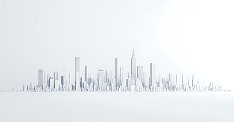 Fototapeta premium 3D rendering of a modern city skyline with skyscrapers, isolated on a white background
