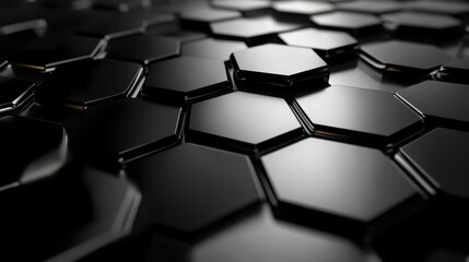 Obraz premium A smooth black and silver hexagonal background, modern abstract digital texture, high contrast lighting
