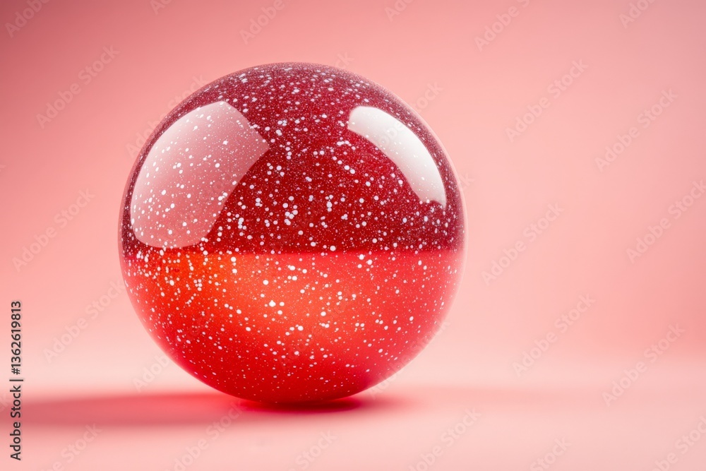 Aufkleber stunning red and white sphere with glitter effect on a soft pink background