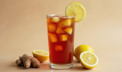Fototapeta premium Spicy Lemon Ginger Iced Brew