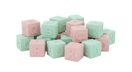 Colorful Pastel Alphabet Blocks for Educational and Playful Learning Activities in Children’s Rooms or Play Areas