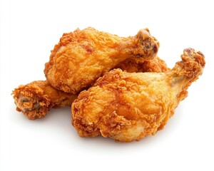 Delicious Fried Chicken Drumsticks on a White Background Ready to Eat