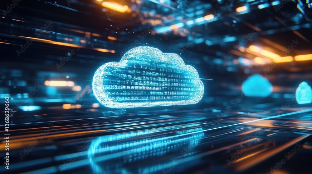 Aufkleber decentralized cloud storage concept with blockchain-based security, encrypted data access, and ai-dr